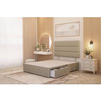 Somnior Chambery 2 Draw Divan Bed Frame with Headboard Linen Fabric in Beige | Size: King