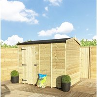 Marlborough 8 x 4 Pressure Treated High Eaves Reverse Apex Shed with Single Door in Natural