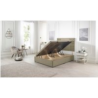 Somnior Flexby Linen Fabric Side Opening Ottoman Bed With Headboard in Brown | Size: Super King