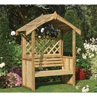 Cheshire Deluxe Pressure Treated Apex Arbour with Open Trellis Sides in Light Oak