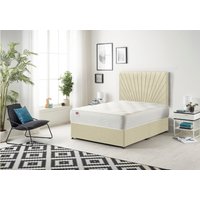 Somnior Platinum Ortho Sprung Memory Foam Mattress with Divan Bed with Headboard Linen Fabric in Cream | Size: Single