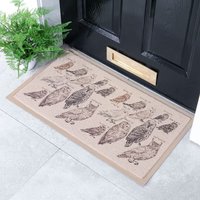 Artsy Mats Vintage Owls Indoor & Outdoor Doormat - 70x40cm in Beige | Size: 40 cm x 70 cm
