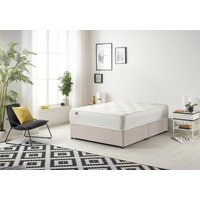 Somnior Tweed Fabric Divan Bed with Sprung Memory Foam Mattress in Silver | Size: Small Single