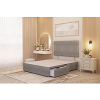 Somnior Austin Divan Bed Base with 2 Storage Drawers & Headboard Tweed Fabric in Grey | Size: Single