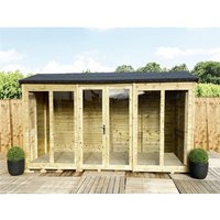 Marlborough 7 x 20 Reverse Pressure Treated Apex Summerhouse with Long Windows in Natural