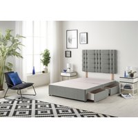 Somnior Bliss Divan Bed Base With 4 Drawers & Headboard Tweed in Grey | Size: King
