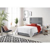 Somnior Flexby Sprung Memory Foam 2 Drawer Divan Bed with Upholstered Headboard Plush Velvet in Charcoal | Size: Small Double