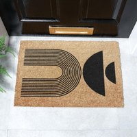 Artsy Mats Abstract Half Moons Design Doormat in Black | Size: 40 cm x 60 cm