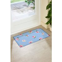 Artsy Mats Watercolour Floral Indoor Outdoor Doormat (70 x 40cm) in Blue | Size: 40 cm x 70 cm