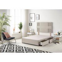 Somnior Flexby Divan Bed Base With 4 Drawers & Headboard Plush in Silver | Size: Small Double