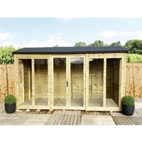 Marlborough 13 x 28 Reverse Pressure Treated Apex Summerhouse with Long Windows in Natural