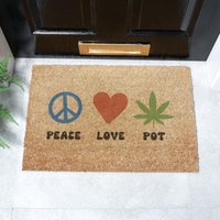 Artsy Mats Peace Love Pot Doormat (60 x 40cm) in Brown | Size: 40 cm x 60 cm