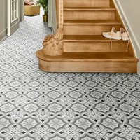 Vinyl Flooring UK White Grey Designer Effect 2.8mm Sheet Vinyl Flooring in Black | Size: 4000mm x 9000mm