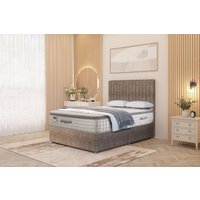 Somnior Eleanor Tweed Divan Bed Set with Pillowtop Mattress & 54" Headboard in Brown | Size: King