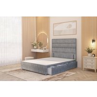 Somnior Chambery Divan Bed Frame 2 Drawers with Floor Standing Headboard Tweed in Grey | Size: Super King