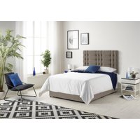 Somnior Bliss Sprung Memory Foam 2 Drawer Divan Bed Set with Upholstered Headboard Tweed Fabric in Brown | Size: Double