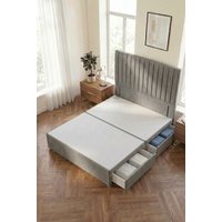 Somnior Eleanor Divan Bed 2 Drawers & 54" Floor Standing Headboard Linen in Mid Grey | Size: Single