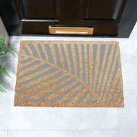 Artsy Mats Grey Palm Leaf Pattern Doormat | Size: 40 cm x 60 cm