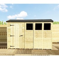 Marlborough 10 x 6 Pressure Treated High Eaves Reverse Apex Shed with Single Door in Natural