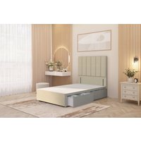 Somnior Austin 2 Drawer Divan Bed Base & 54" Floor Standing Headboard Linen in Beige | Size: Single
