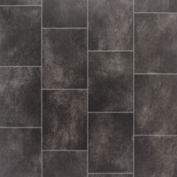 Vinyl Flooring UK Black Tile Effect 2.3mm Cushion Backed Vinyl Flooring Sheet | Size: 2000mm x 4000mm