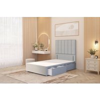 Somnior Austin 2 Drawer Divan Bed Base & 54" Floor Standing Headboard Linen in Light Grey | Size: Single