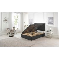 Somnior Flexby Tweed Fabric Side Opening Ottoman Bed With Headboard in Charcoal | Size: King