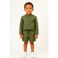 BALOU Boy's Drawstring Khaki Linen Shorts | Size: 18-24 m