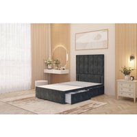 Somnior Austin 2 Drawer Divan Bed Base & 54" Floor Standing Headboard Tweed in Charcoal | Size: Small Double