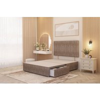 Somnior Austin Divan Bed Base with 2 Storage Drawers & Headboard Tweed Fabric in Brown | Size: Double