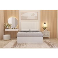 Somnior Austin Plush Velvet Divan Bed Set with Midnight Pocket Spring Mattress & Headboard in White | Size: Super King