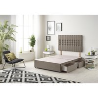 Somnior Galaxy Divan Bed Base With 4 Drawers & Headboard Tweed in Brown | Size: Small Double