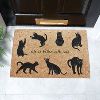 Artsy Mats Life Is Better With Cats Doormat (60 x 40cm) in Brown | Size: 40 cm x 60 cm