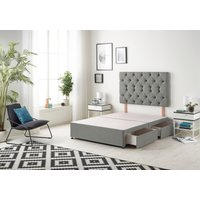 Somnior Premier Divan Bed Base With 4 Drawers & Headboard Linen in Silver | Size: Double