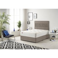 Somnior Galaxy Sprung Memory Foam Divan Bed with Headboard In Tweed Fabric in Brown | Size: Small Double
