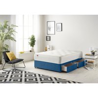 Somnior Ziggy Plush Velvet Divan Bed With 4 Drawers & Sprung Memory Foam Mattress in Navy | Size: Small Double