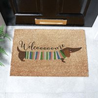 Artsy Mats Welcome Sausage Dog Coir Doormat (60 x 40cm) in Brown | Size: 40 cm x 60 cm