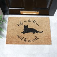 Artsy Mats Life Is Better With A Cat Doormat (60 x 40cm) in Brown | Size: 40 cm x 60 cm