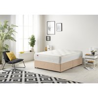 Somnior Tweed Fabric Divan Bed with Sprung Memory Foam Mattress in Beige | Size: Super King