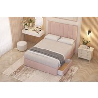 Somnior Austin Plush Velvet Midnight Pocket Sprung Divan Storage Bed with 4 Drawers & Headboard in Pink | Size: Small Double