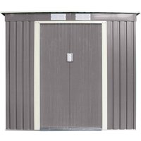 Cheshire 6 x 4 Double Door Metal Pent Shed (Light Grey) in Light Grey