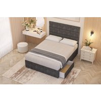 Somnior Chambery Tweed Fabric Hybrid Pocket Sprung Orthopaedic Divan Bed Set with 2 Drawers & Upholstered Headboard in Charcoal | Size: Super King