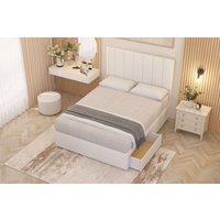 Somnior Austin Plush Velvet Midnight Pocket Sprung Divan Storage Bed with 4 Drawers & Headboard in White | Size: Super King