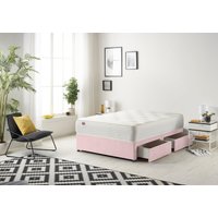 Somnior Ziggy Plush Velvet Divan Bed With 4 Drawers & Sprung Memory Foam Mattress in Pink | Size: Small Double