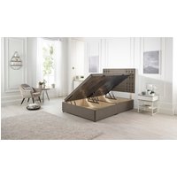 Somnior Flexby Tweed Fabric Side Opening Ottoman Bed With Headboard in Brown | Size: Small Single