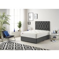 Somnior Premier Divan Bed with 24Cm Deep Mattress & Headboard In Wool Tweed Fabric in Charcoal | Size: Double