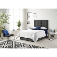 Somnior Bliss Sprung Memory Foam 2 Drawer Divan Bed Set with Upholstered Headboard Tweed Fabric in Charcoal | Size: Super King
