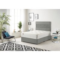 Somnior Galaxy Sprung Memory Foam Divan Bed with Headboard In Linen Fabric in Silver | Size: Super King