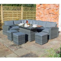 Cheshire 5 Seater Grey Weave Corner Dining Set in Mid Grey