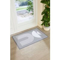 Artsy Mats Grey Half Moon Abstract Indoor & Outdoor Doormat | Size: 90 cm x 60 cm